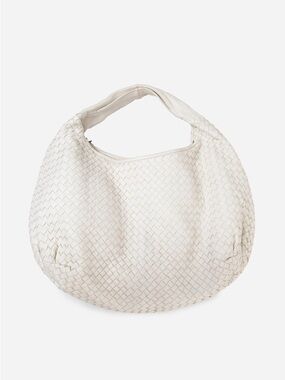 Bottega Veneta Cream Nappa Intrecciato Medium Veneta Hobo